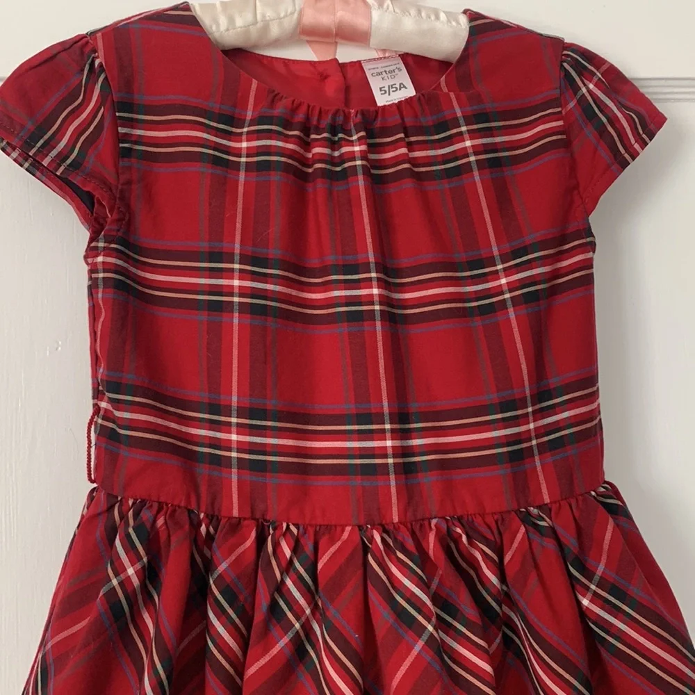 Carter’s Red Plaid Dress 5 Holiday Christmas EUC